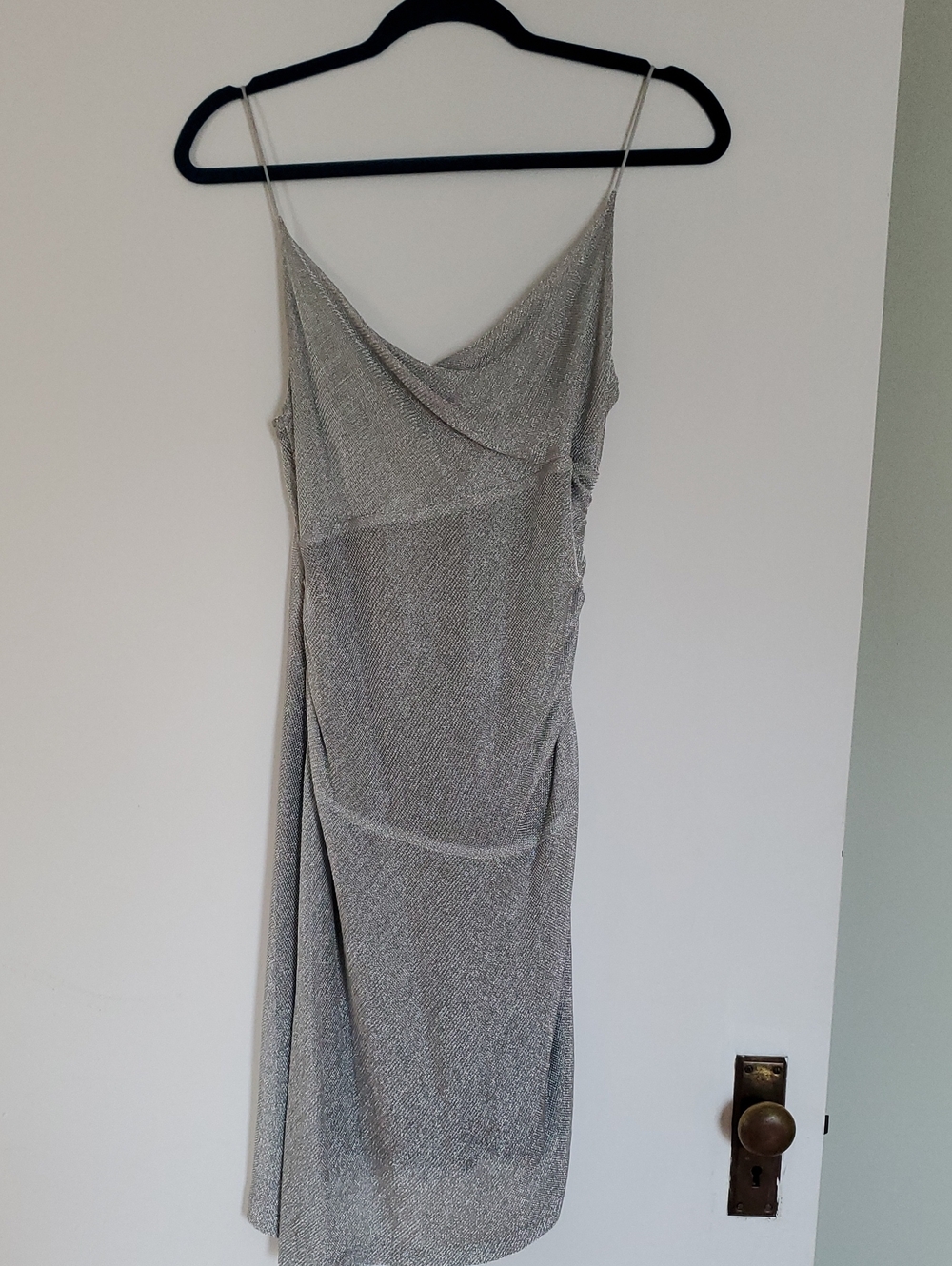 Vintage Diane Von Furstenberg Silver Cowl Neck Slip Midi Dress